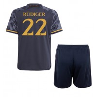 Camisa de Futebol Real Madrid Antonio Rudiger #22 Equipamento Secundário Infantil 2023-24 Manga Curta (+ Calças curtas)